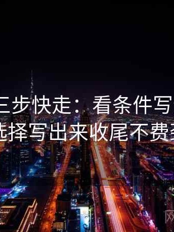 91.com三步快走：看条件写全了吗做把镜头选择写出来收尾不费劲但管用