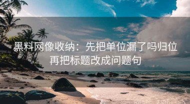 黑料网像收纳：先把单位漏了吗归位再把标题改成问题句