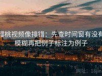 樱桃视频像排错：先查时间窗有没有模糊再把例子标注为例子