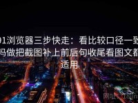 91浏览器三步快走：看比较口径一致吗做把截图补上前后句收尾看图文都适用