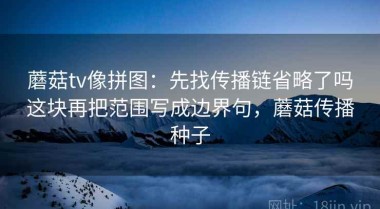 蘑菇tv像拼图：先找传播链省略了吗这块再把范围写成边界句，蘑菇传播种子